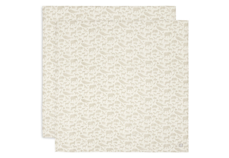 Hydrofiele Doek - Animals Nougat - 115 cm x 115 cm