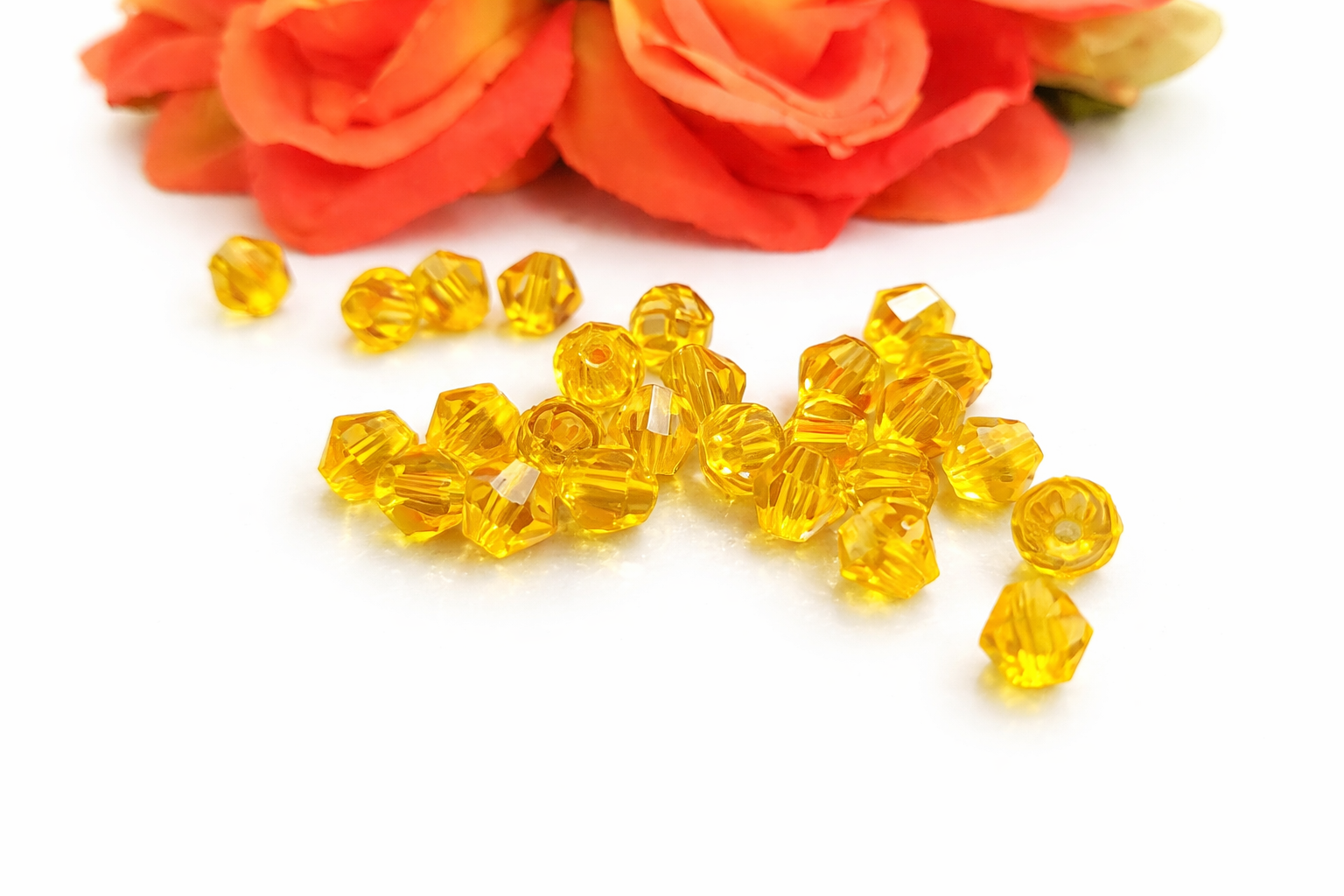 Facet kralen bicone Yellow, 6 mm