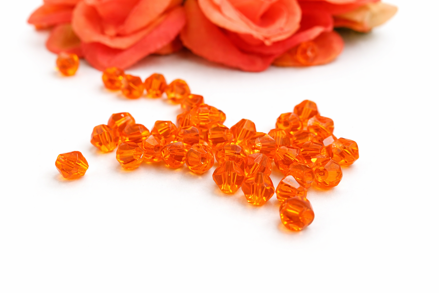 Facet kralen bicone Vibrant orange, 6 mm