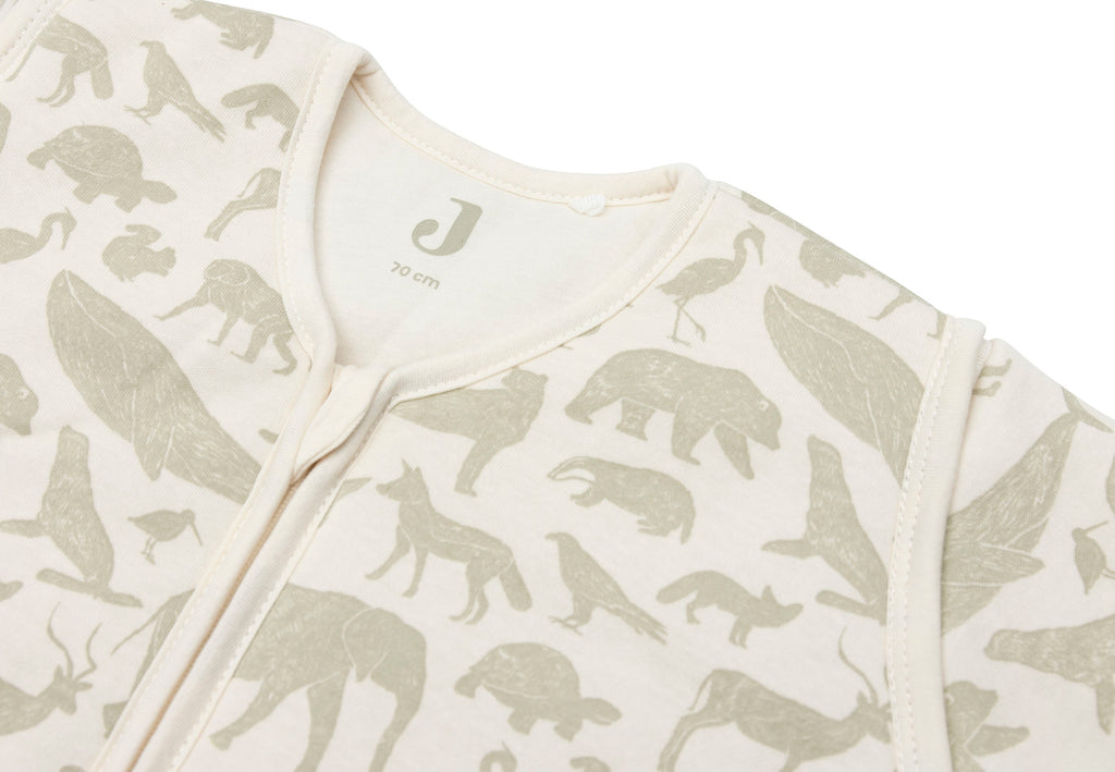 Slaapzak met afritsbare mouw - Animals Olive green - 70 cm