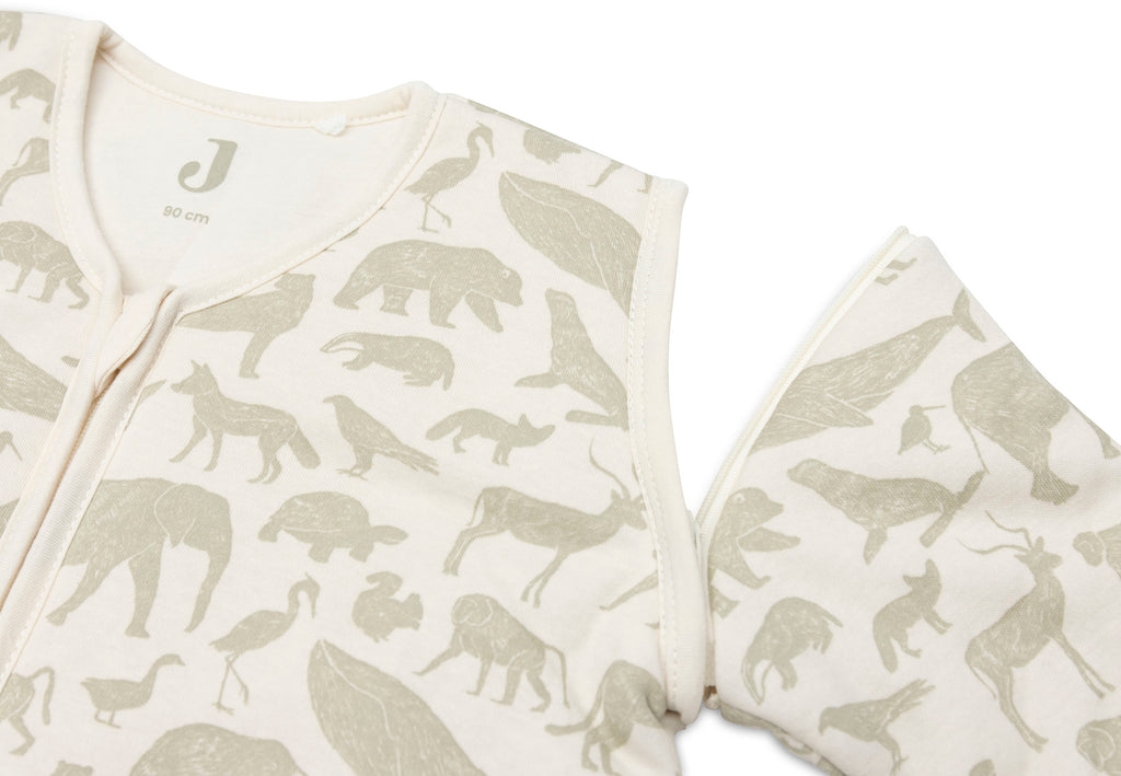 Slaapzak met afritsbare mouw - Animals Olive green - 90 cm