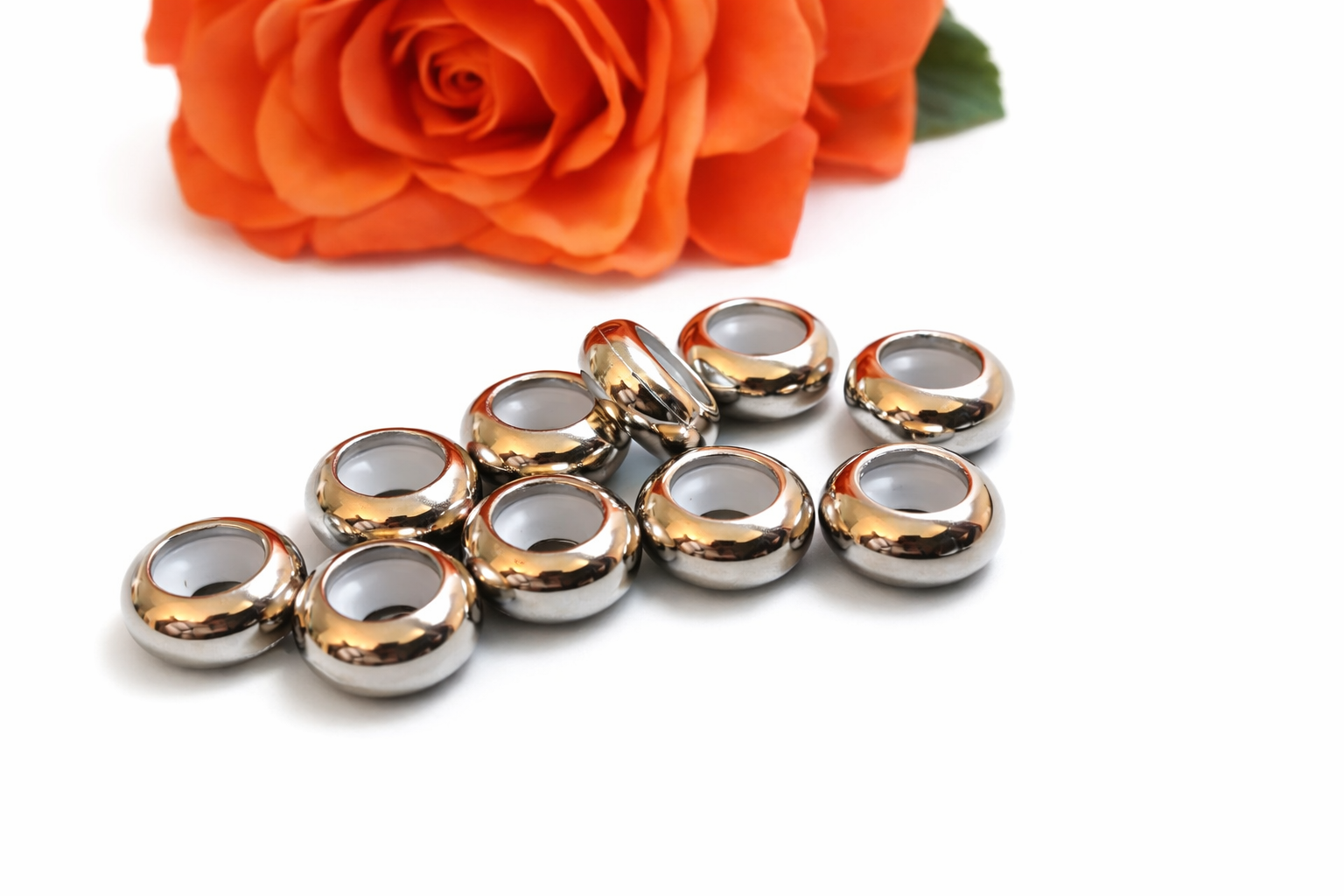 Bead stoppers Stainless Steel zilverkleur, per stuk