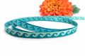 Tekstlint waves turquoise-blue, per meter